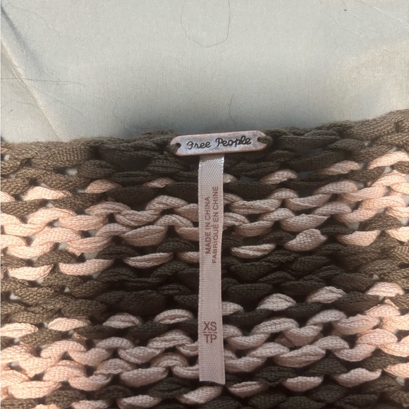 Free People Portland pullover Brown and Cream Striped V-Neck Sweater - Picture 2 of 4